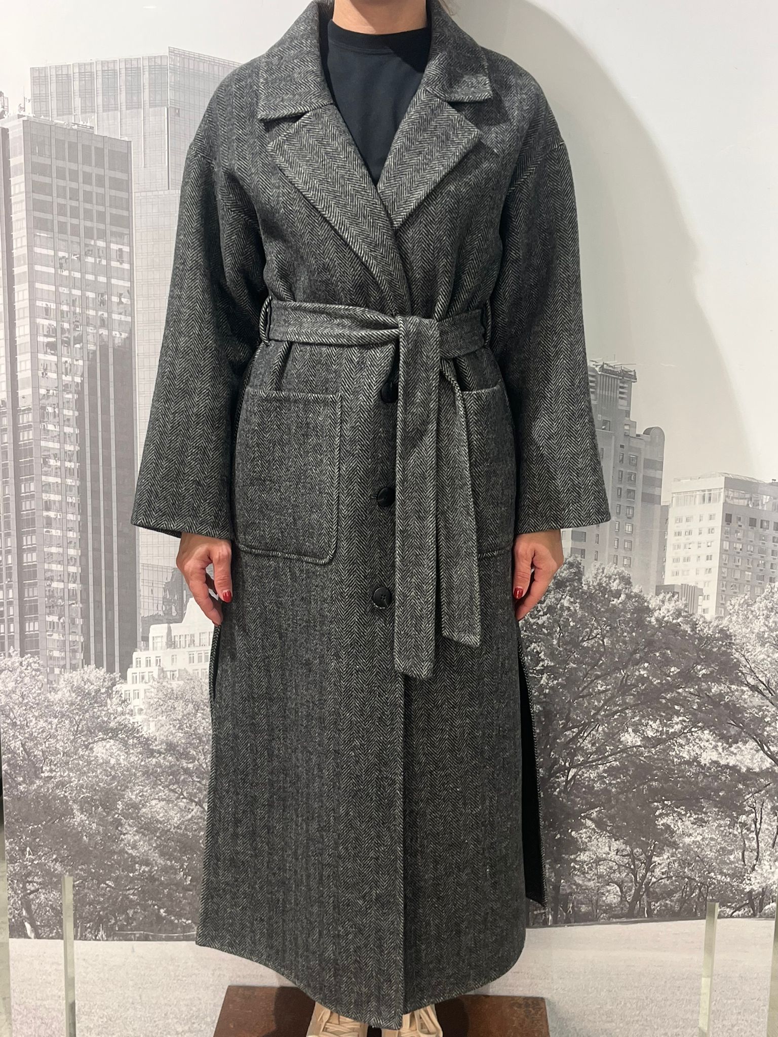 Cappotto Lungo con Cintura