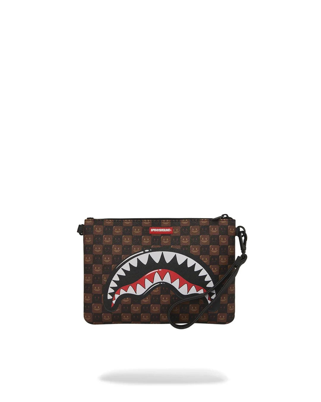 Shark in Paris WTF Bubble Brown Check Crossover Clutch