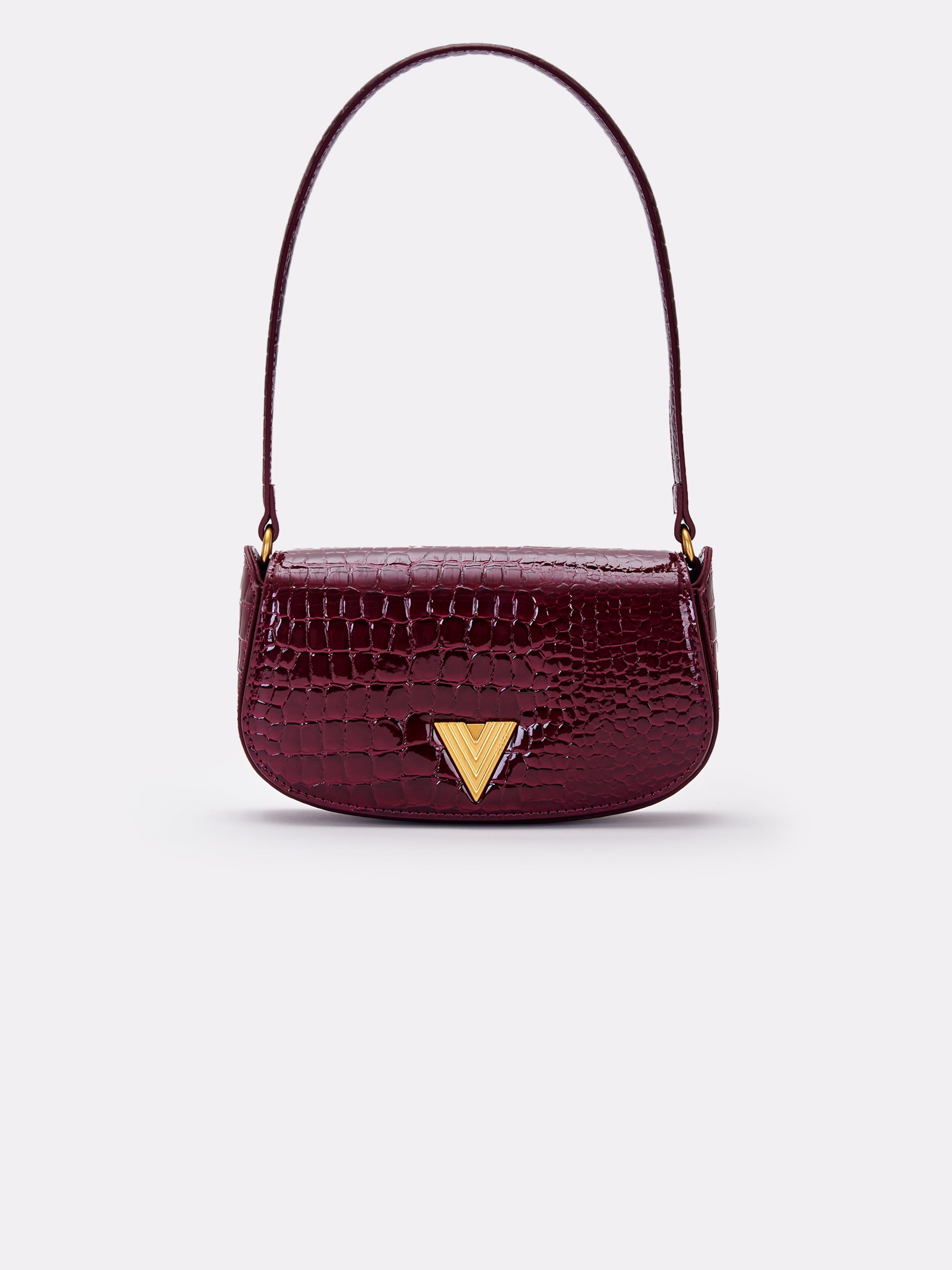 Borsa Croco Effect Clap Bag