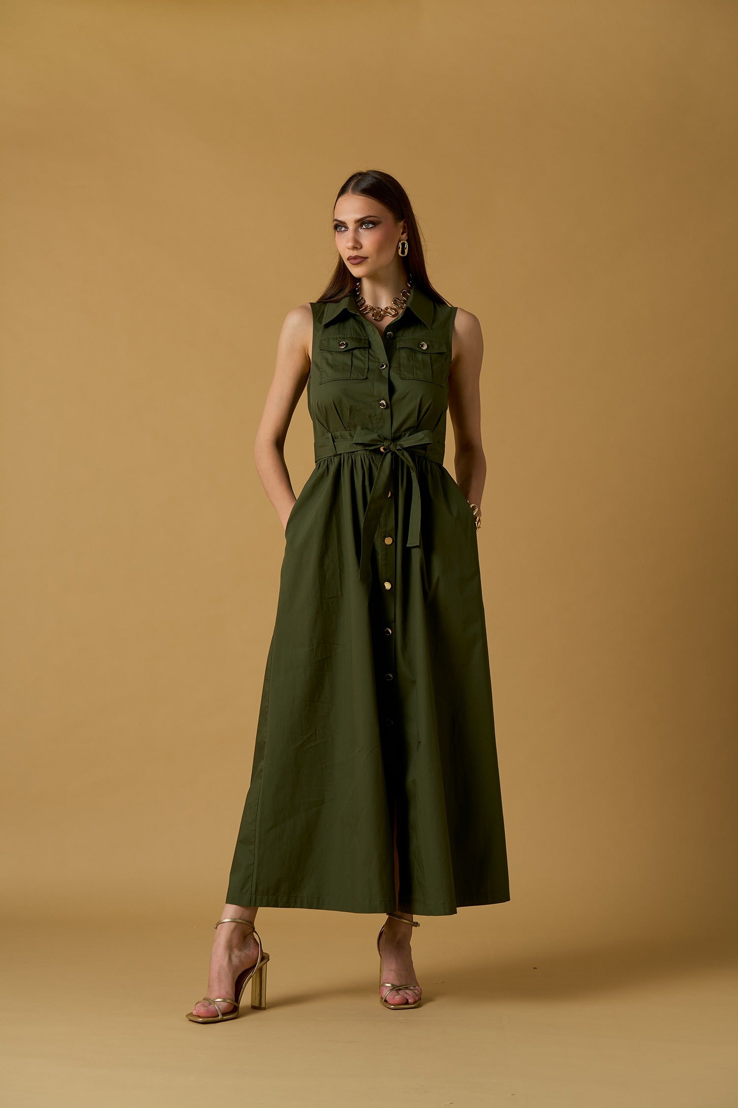 Abito cargo chemisier lungo