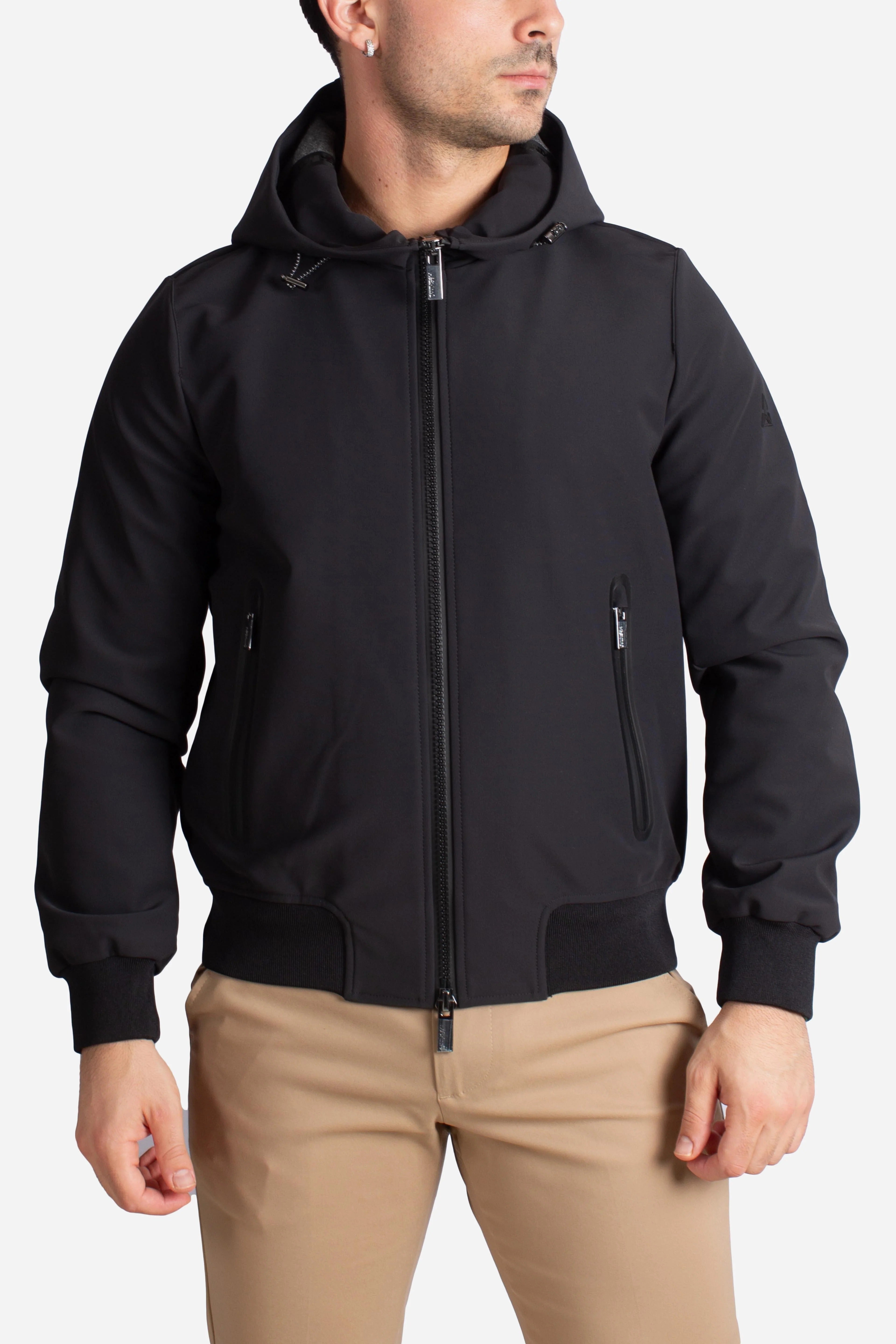 Bomber Cappuccio Zip Tech Bonded