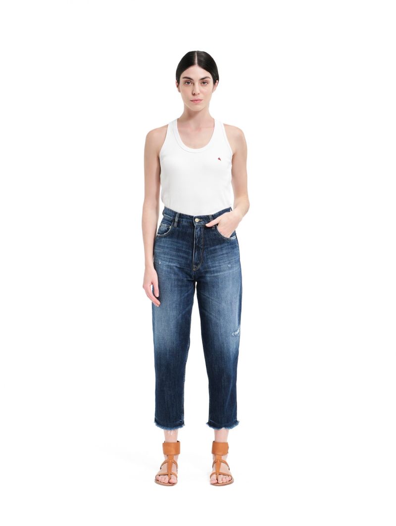 CYCLE LOLA SUPER HIGH WAIST CARROT CROPPED FRAYED DARK TONE ANTIQUE