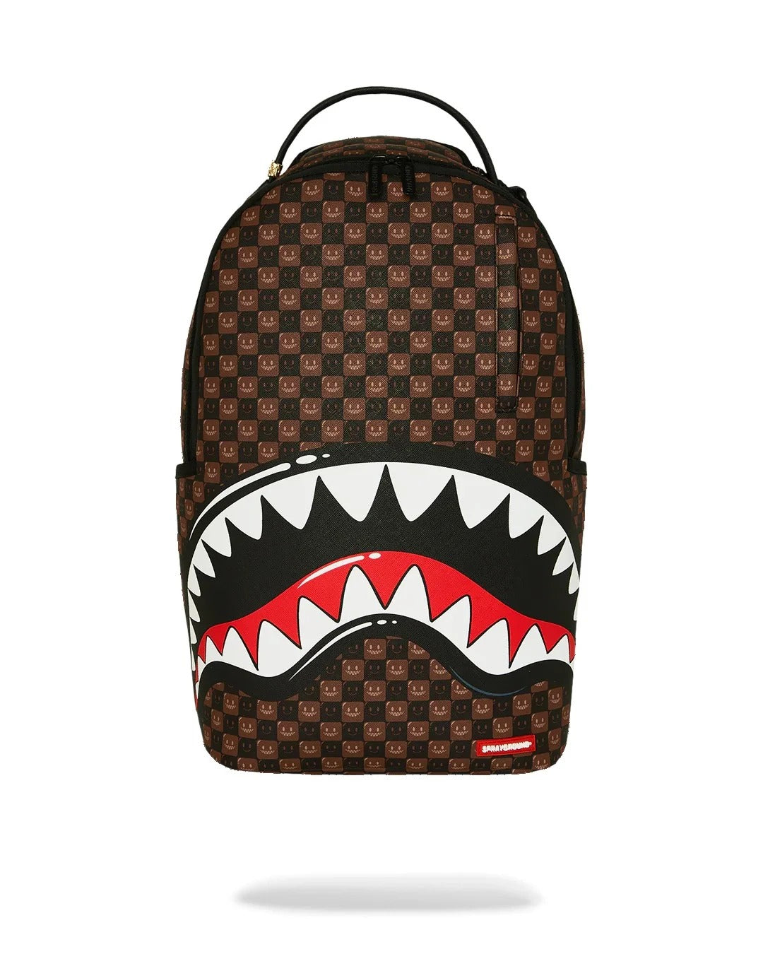 Shark in Paris WTF Bubble Brown Check Backpack