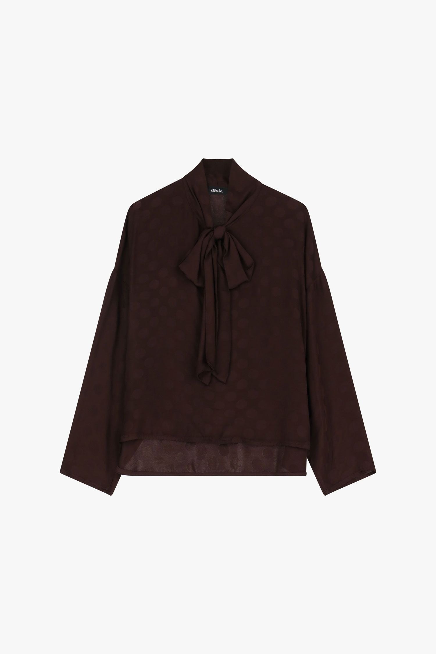 Blusa a pois con fiocco e maniche lunghe