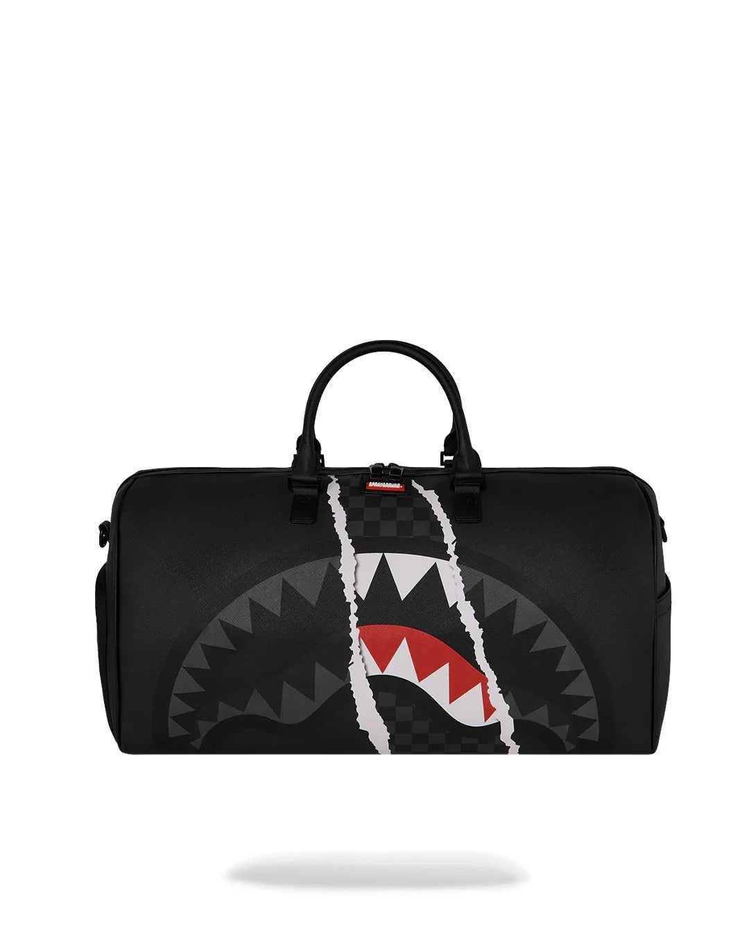 Center Rip Revealing Gray Check Mini Duffle