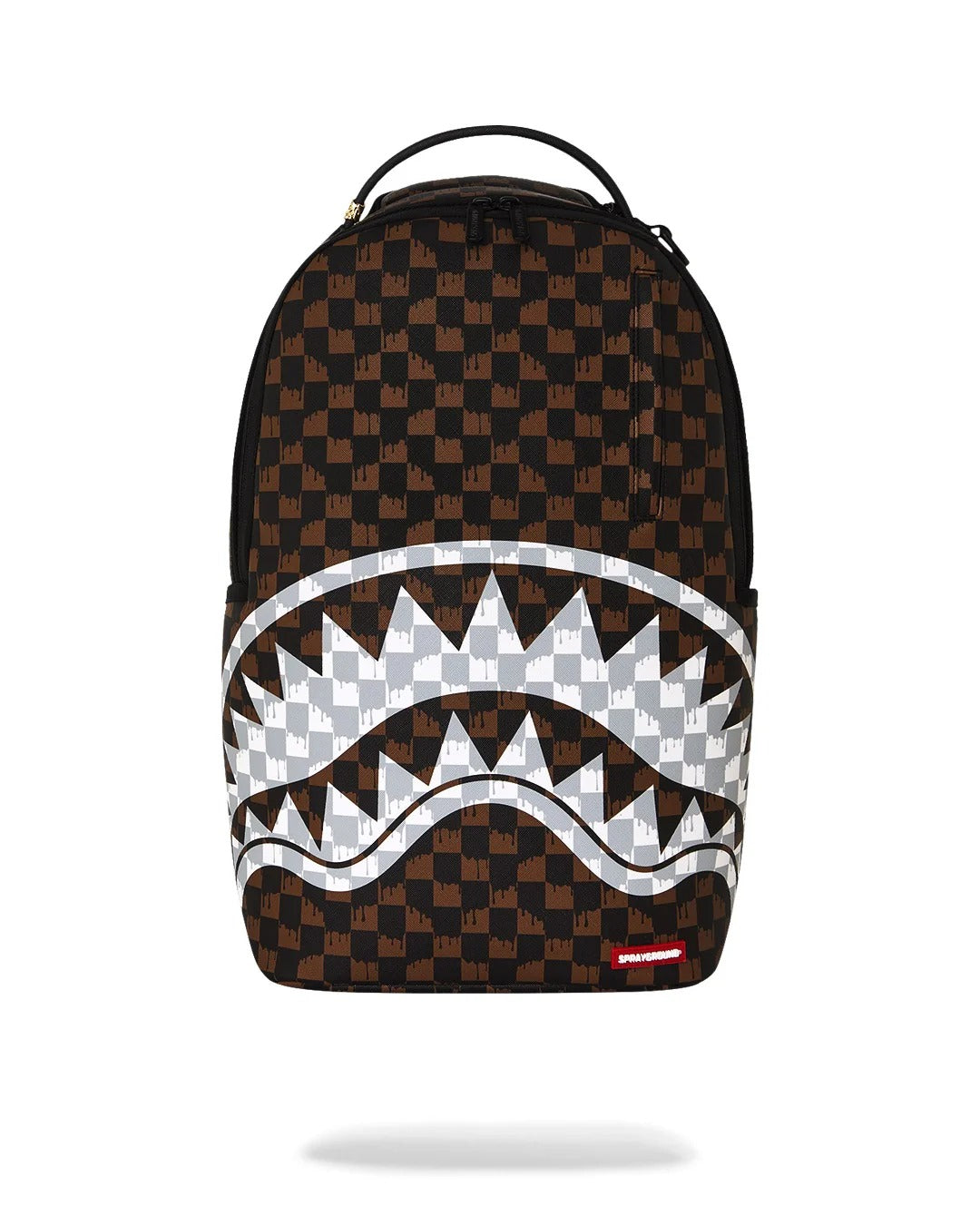 Brown & Cream Drip Check Shark Backpack