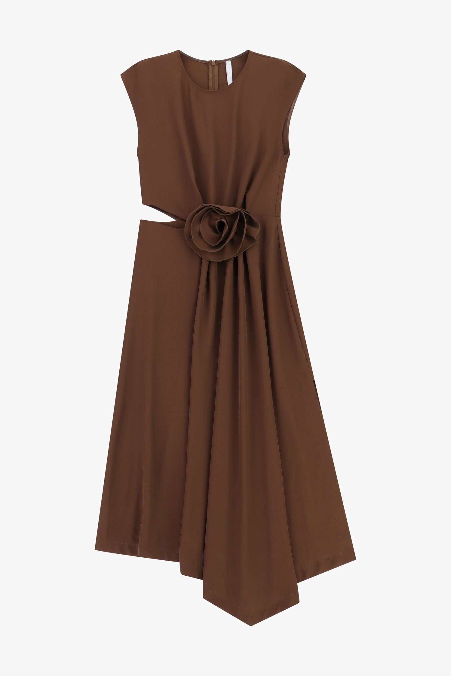 Abito midi senza maniche con cut-out e fiore