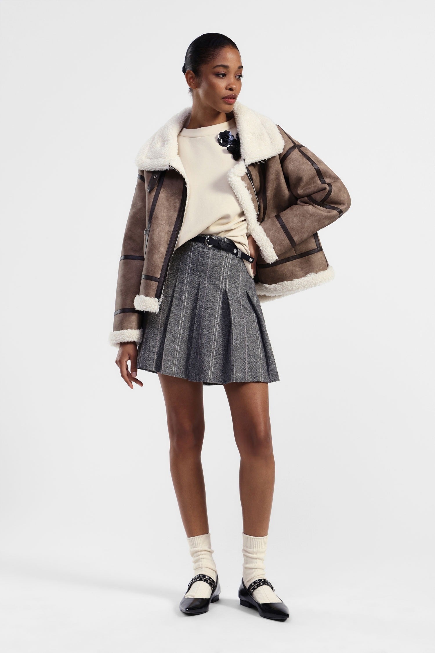 Gonna a pieghe con cintura