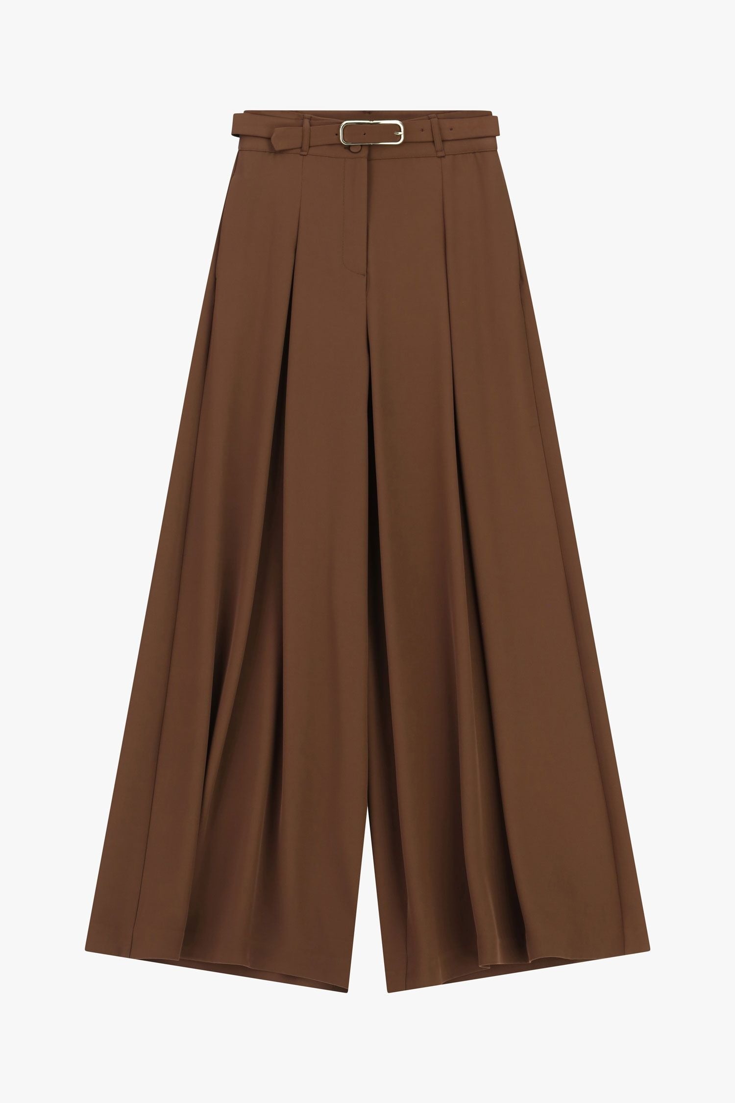 Pantaloni palazzo a vita alta con cintura