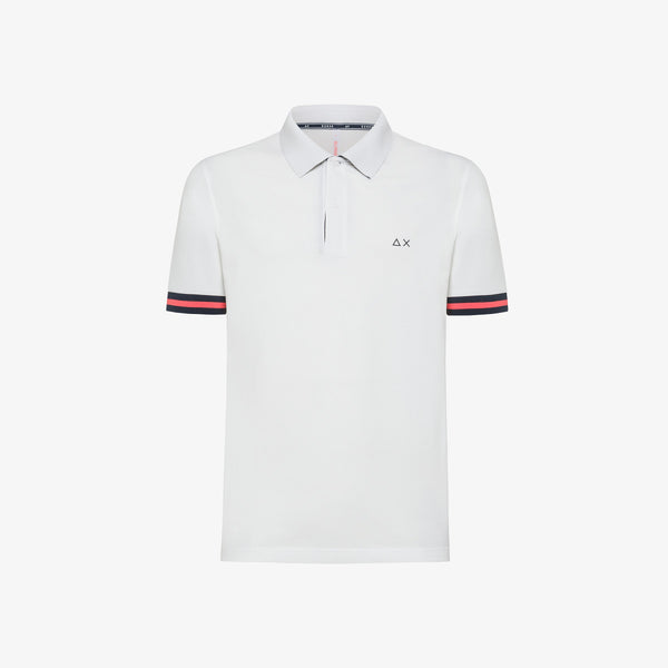 SUN68 POLO STRIPES ON FRONT PLACKET AND CUFFS S/S