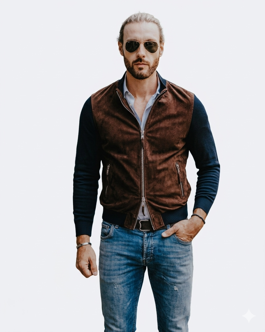 Giubbotto Maglia DEREK SUEDE KNIT
