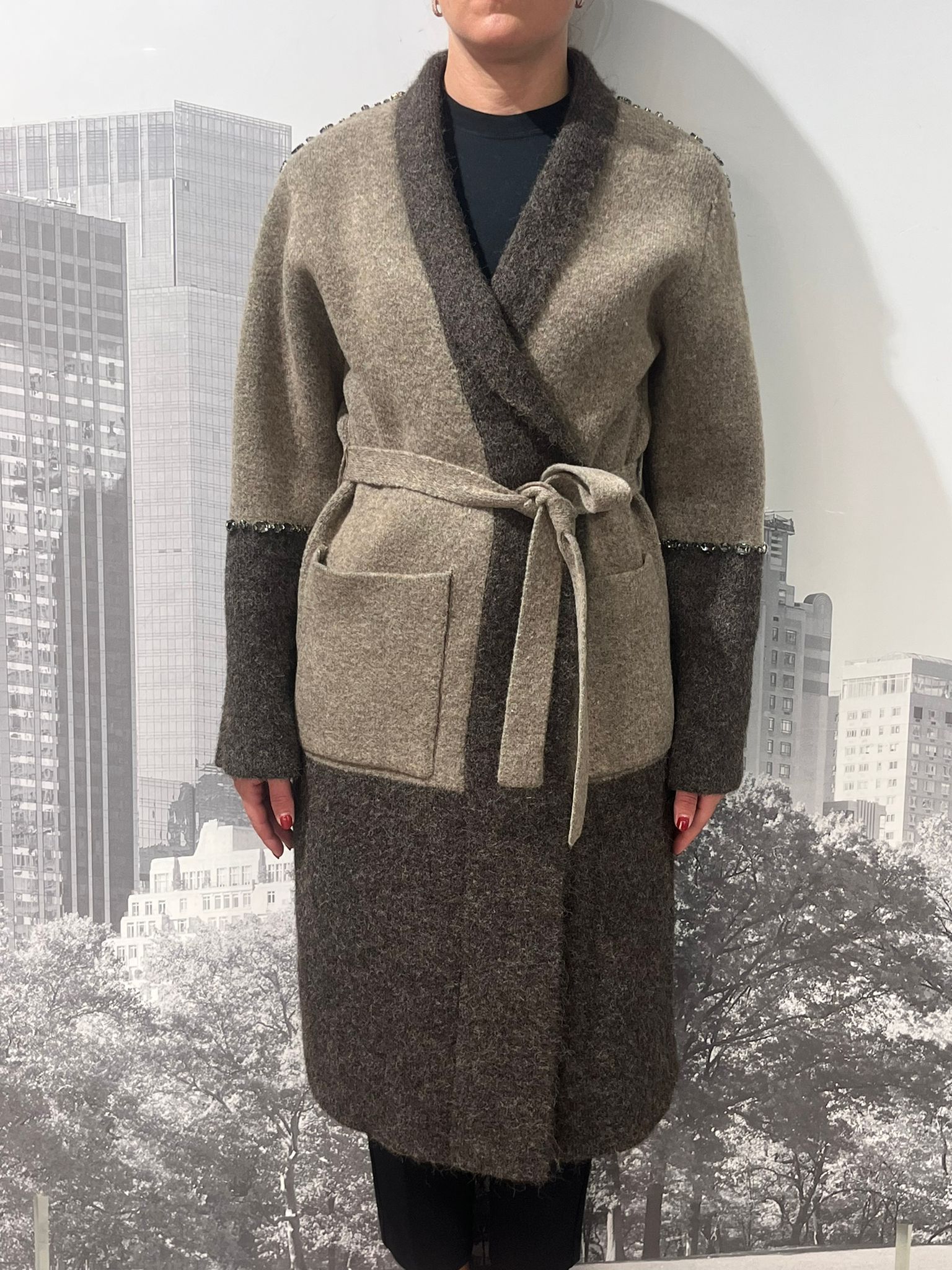 Cappotto Lungo in Maglia Vicolo con Strass