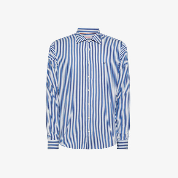 SUN68 SHIRT CLASSIC STRIPE WITH FLUO DETAIL L/S